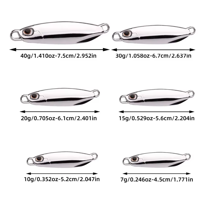 Jig Metal Plateado para Macarela y Lubina – 7g a 40g - imagen 3