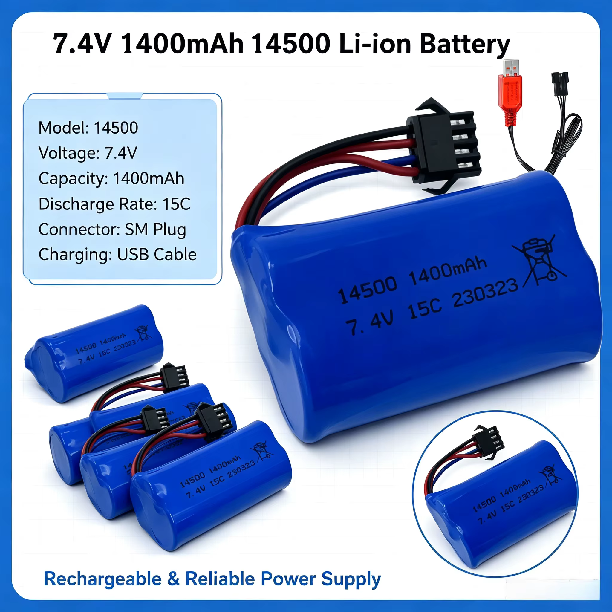 Batería LiPo para RC SM4P con cargador USB - imagen 2