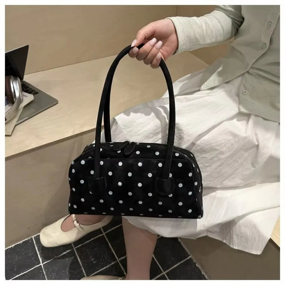 Bolso de hombro portátil con cremallera y lunares – Gran capacidad - imagen 2