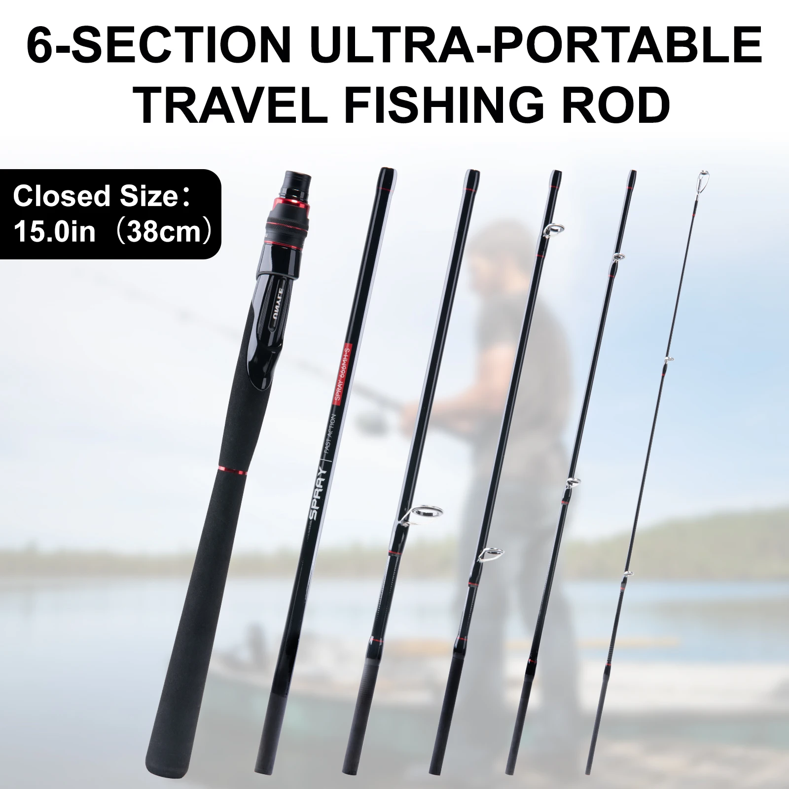 Goture Caña Spinning Baitcasting de carbono con guías EVA portátil - imagen 2