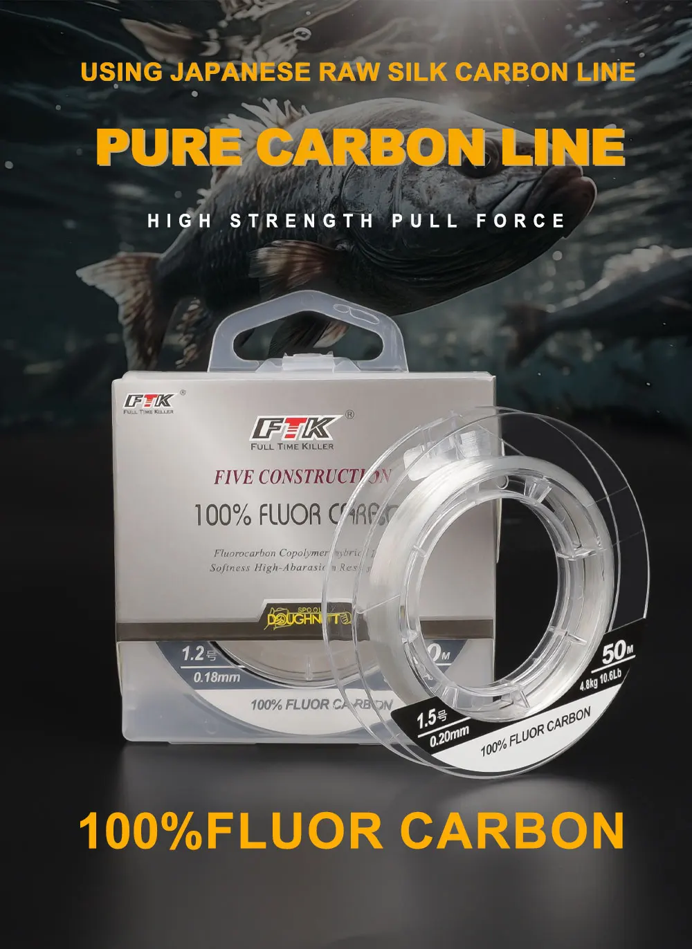 Bobina FTK de fluorocarbono en sobre original