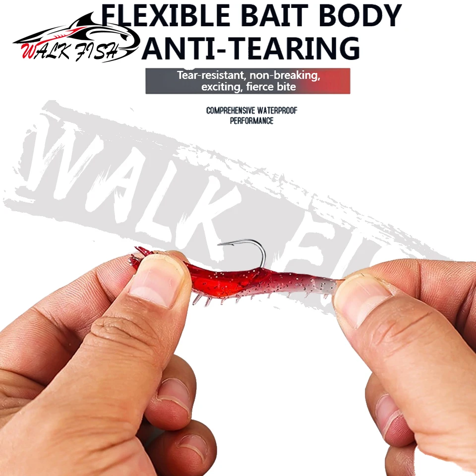 WALK FISH Cebo camarón biomimético con anzuelo para pesca marina - imagen 2