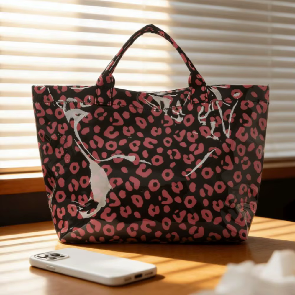 Bolso de pesca PVC impermeable mujer con asa grande estampado leopardo - imagen 2