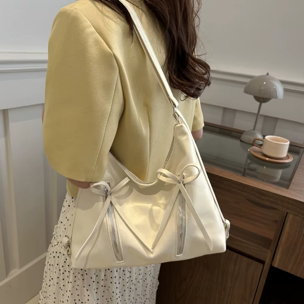 Bolso Tote de Cuero PU con Lazo – Estilo Retro para Mujer - imagen 3