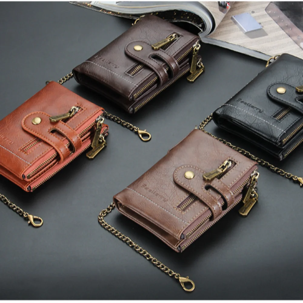 Cartera de cuero para hombre con doble cremallera y monedero - imagen 5