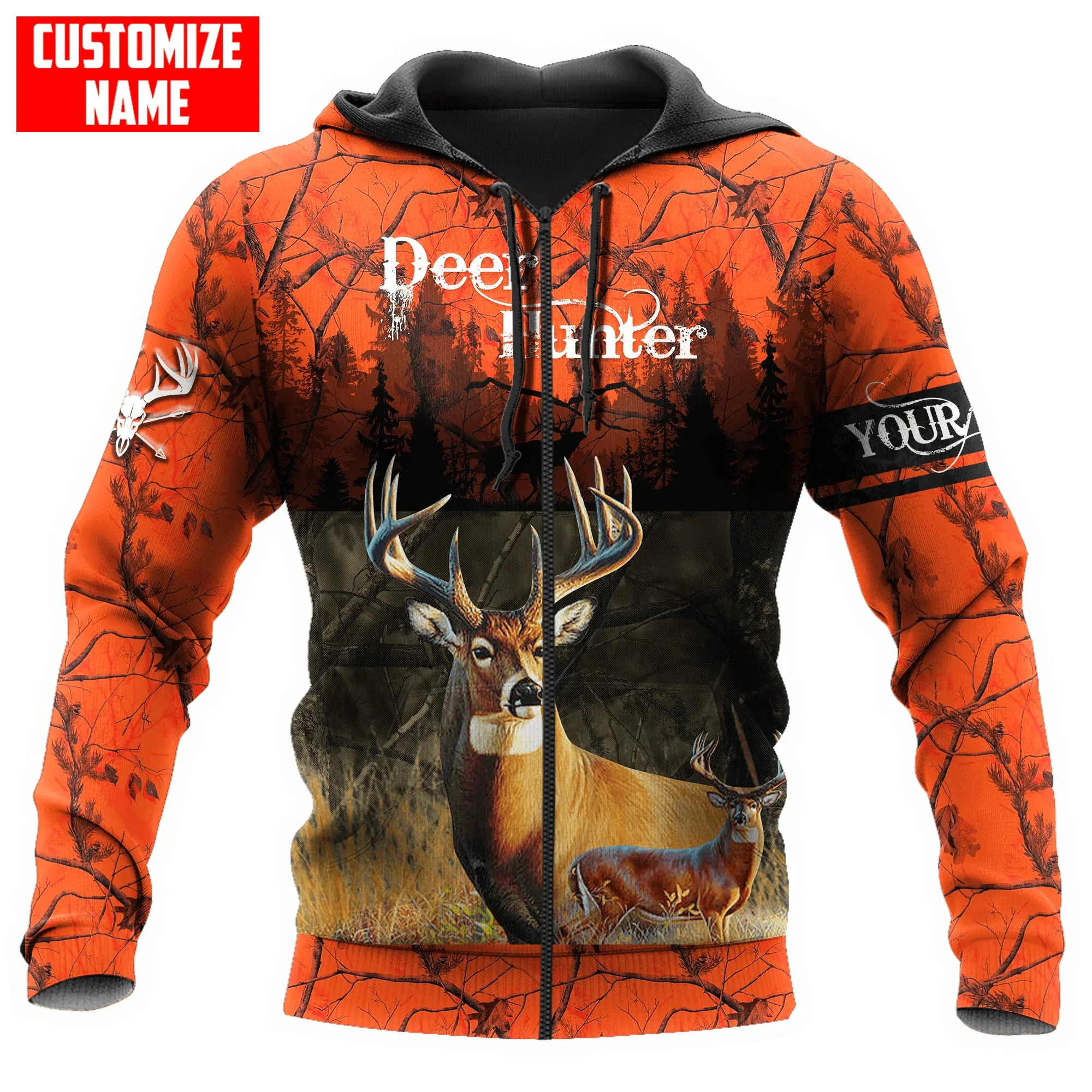 Sudadera con capucha y cremallera camuflaje naranja KJ960 - imagen 5