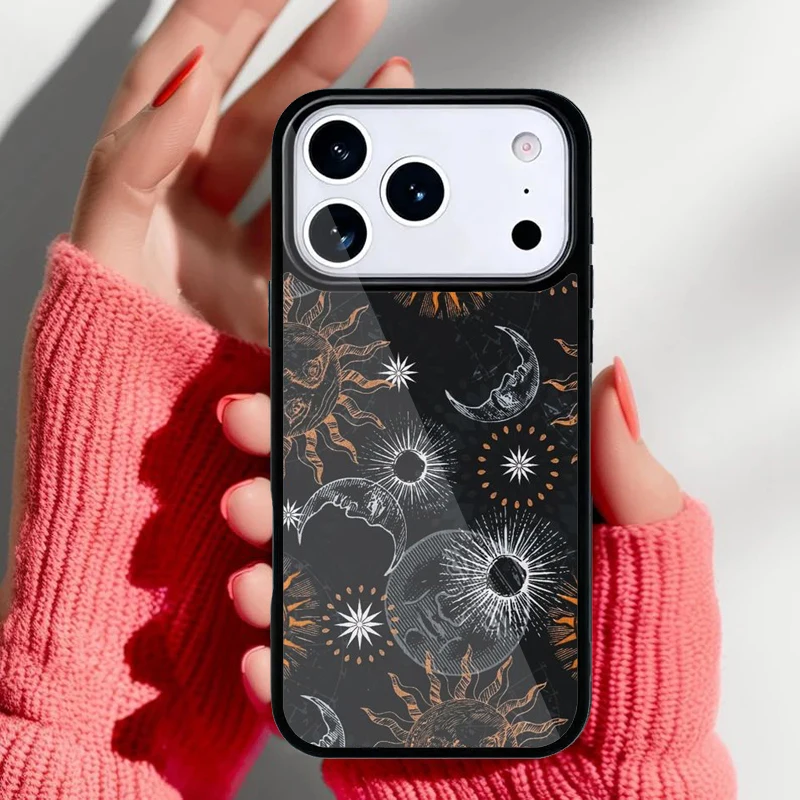 Funda con diseño de luna creciente y sol para iPhone
