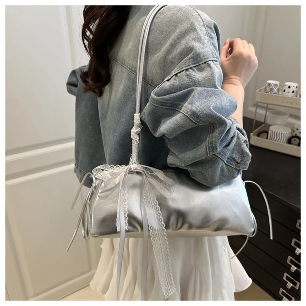 Bandolera con lazo en piel PU, bolso cuadrado pequeño para mujer