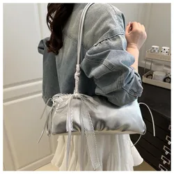Bandolera con lazo en piel PU, bolso cuadrado pequeño para mujer