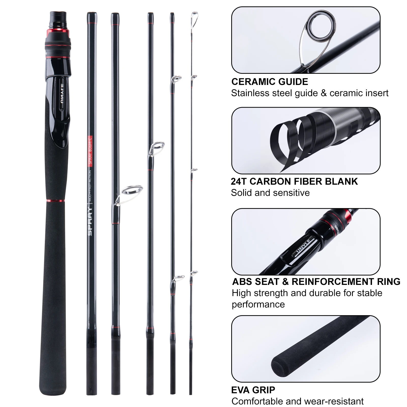 UNYLE caña fibra de carbono para spinning – EVA y asiento - imagen 3