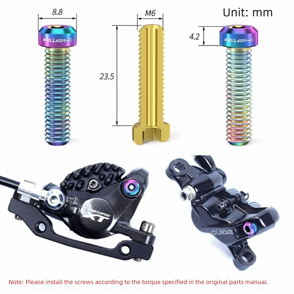 Tornillos para freno de disco de titanio para bicicleta, dorados - imagen 2