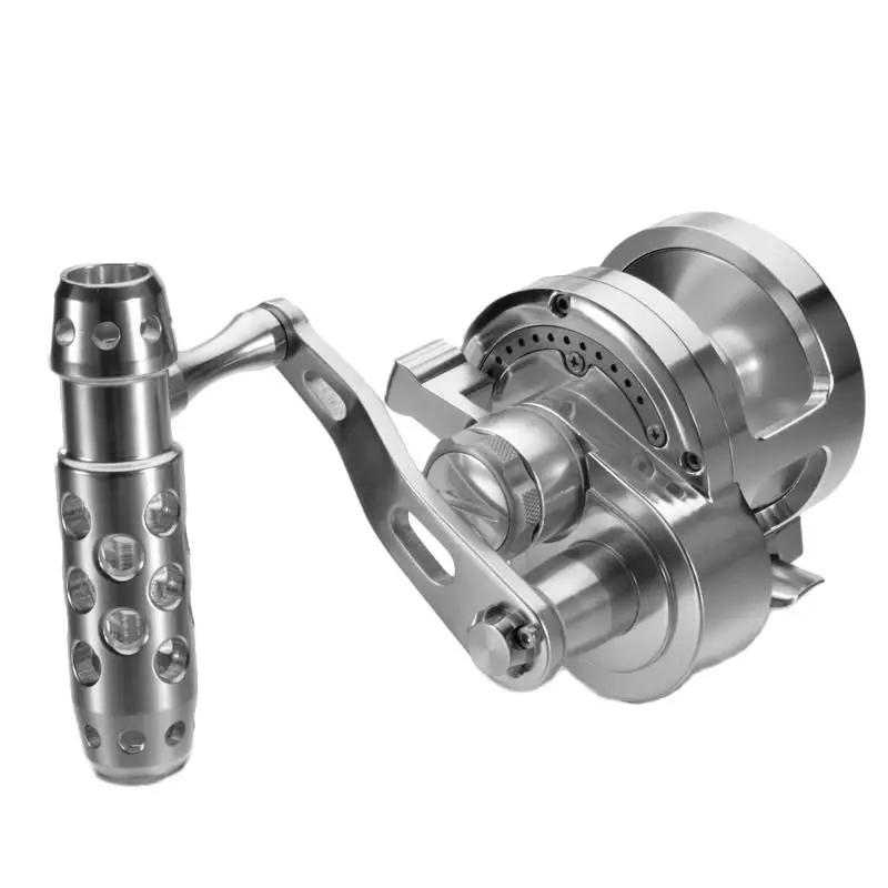 Carrete Lizard Fishing CNC en vista lateral