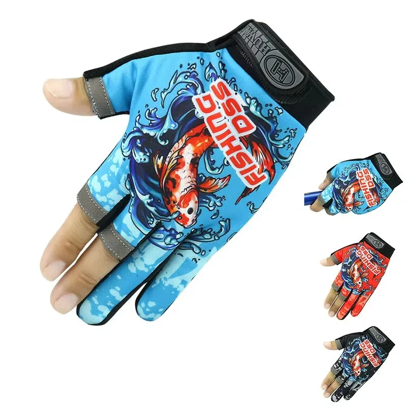 Guantes cortados de tres dedos para pesca – Antideslizantesunisex - imagen 2
