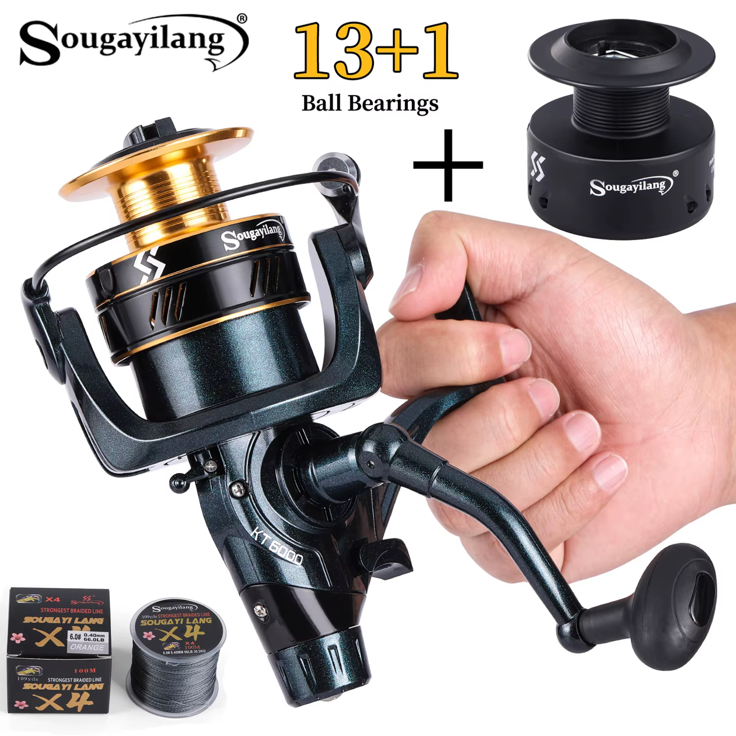 Carrete de pesca Sougayilang aluminio 2000-6000 para carpa - imagen 3