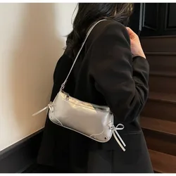 Bolso de axila Y2K con lazo – Polipiel color sólido para mujer