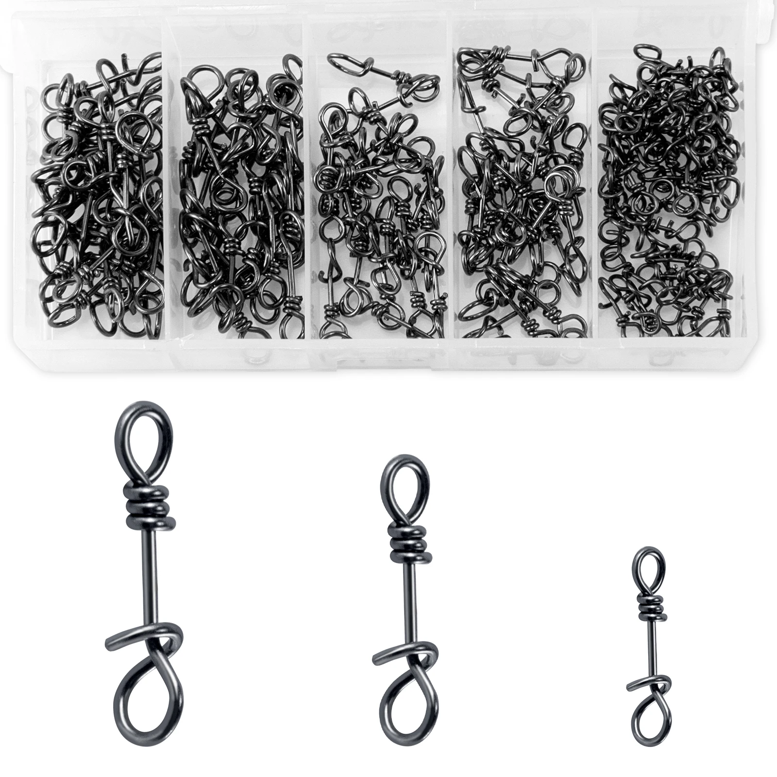 Clip giratorio cambio rápido acero inoxidable para pesca mosca
