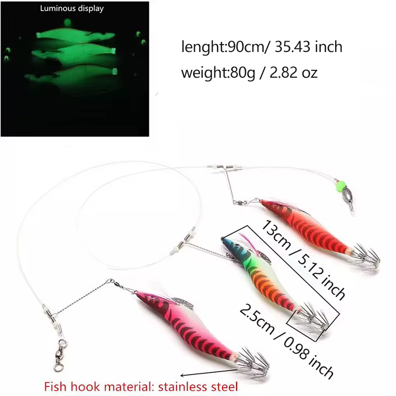 Jig de calamar fosforescente – Señuelo luminoso para pesca nocturna - imagen 4