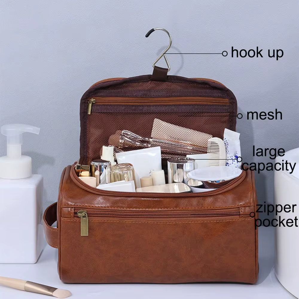 Neceser de Viaje de Cuero PU Vintage Hombre – Organizador de Aseo - imagen 2