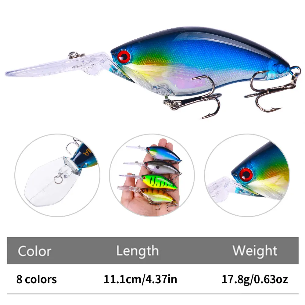 Tres crankbaits con diferentes patrones de color para distintas condiciones de agua
