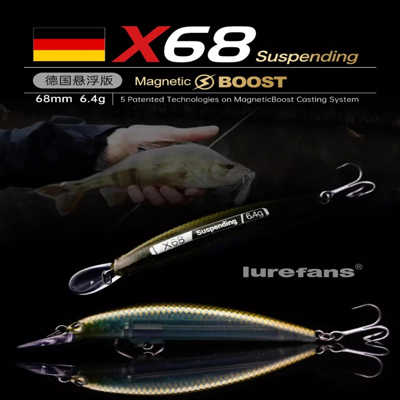 Lurefans X68 Minnow magnético – Lanzamiento largo