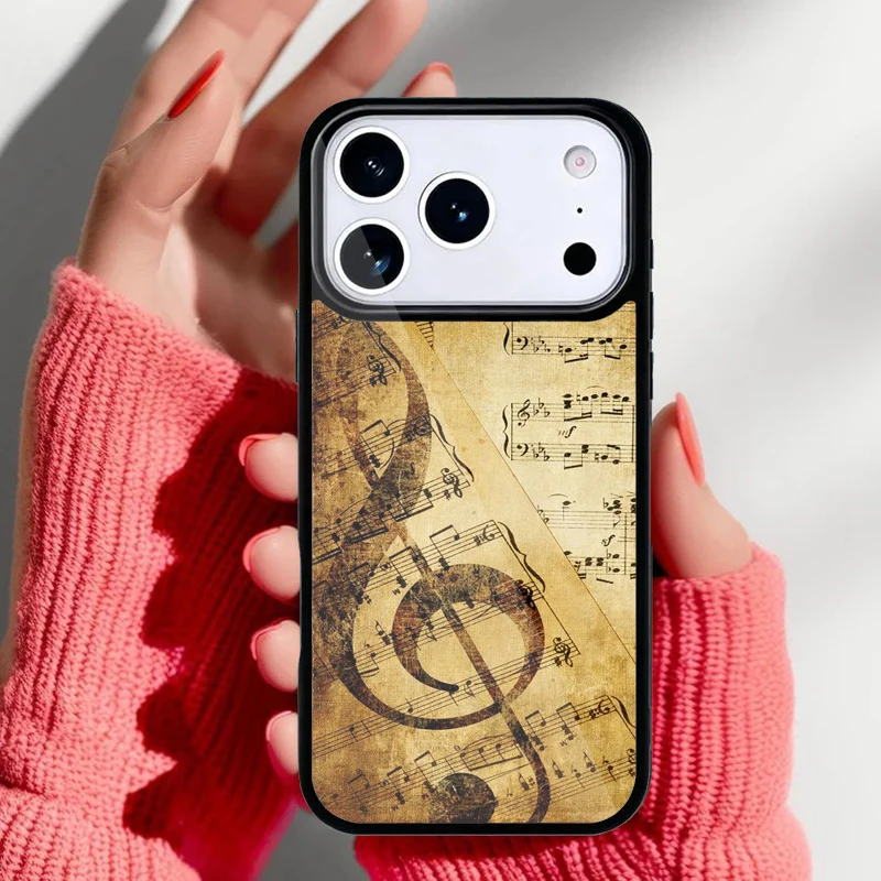 Funda para iPhone con diseño de notas musicales clásicas