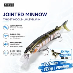 Kingdom Jerkbait Flotante Multiarticulado Trucha Minnow de Superficie