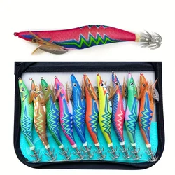 ShareShark Señuelo de calamar luminoso de madera con camarón y anzuelo