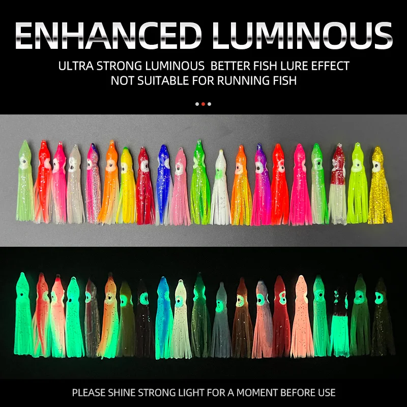 ShareShark Señuelo calamar luminoso de vinilo con falda para lubina - imagen 5