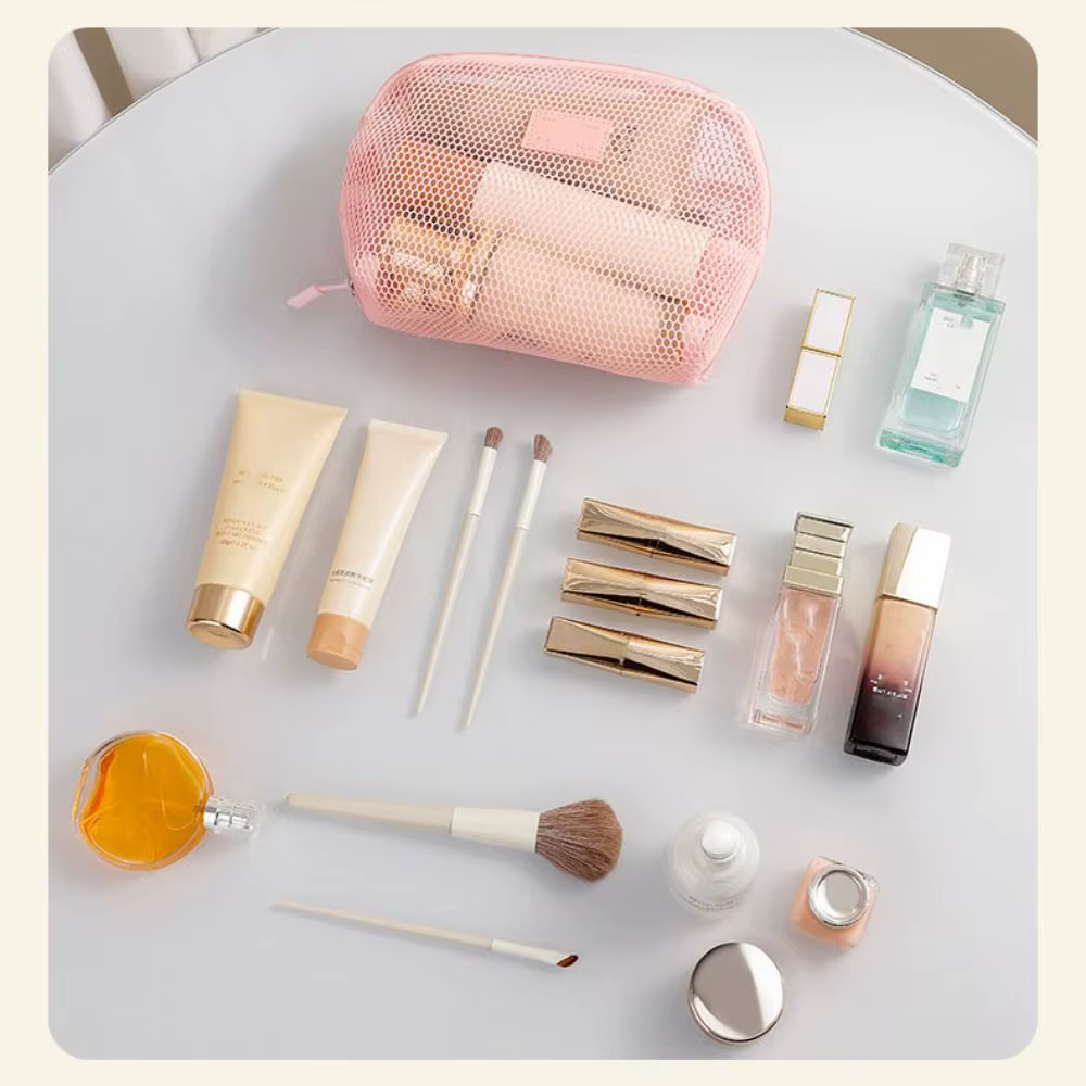 Estuche de Viaje Nylon para Cosméticos y Maquillaje con Cierre