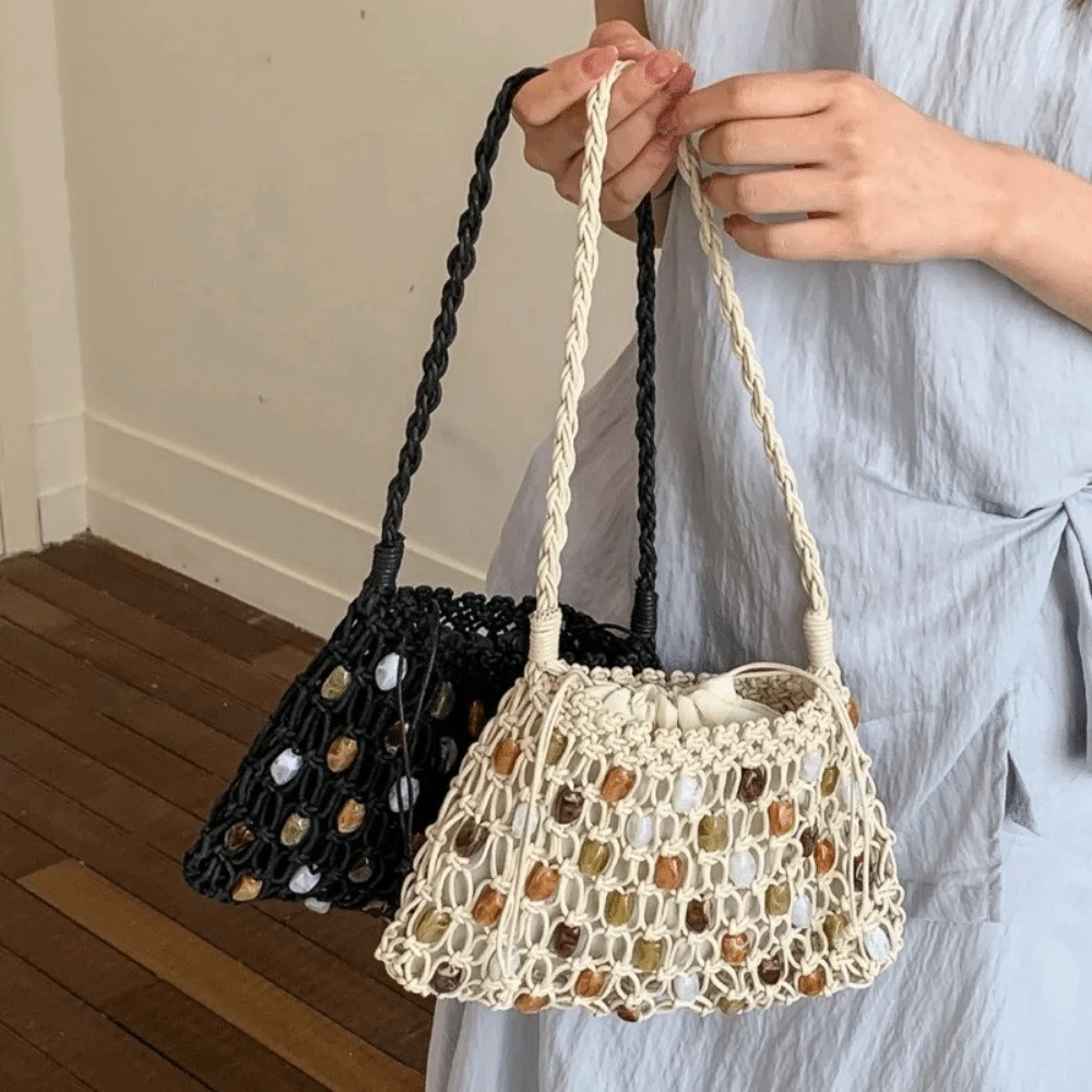 Bolso de hombro bohemio tejido con cuentas – gran capacidad veraniega - imagen 5