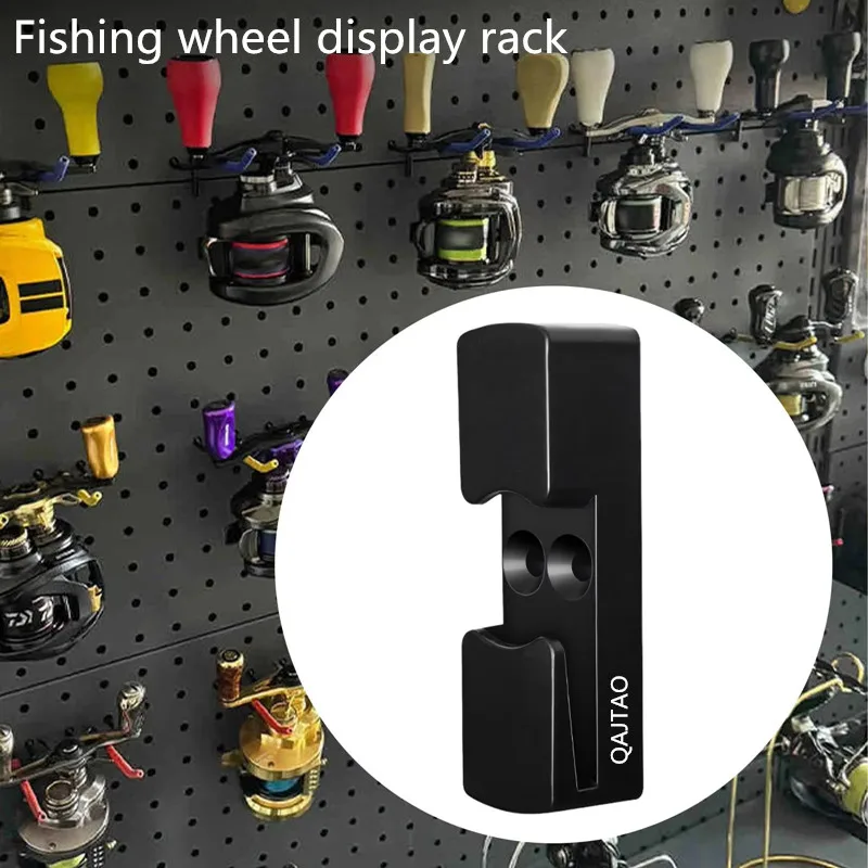 Soporte de pared para carretes de pesca en uso