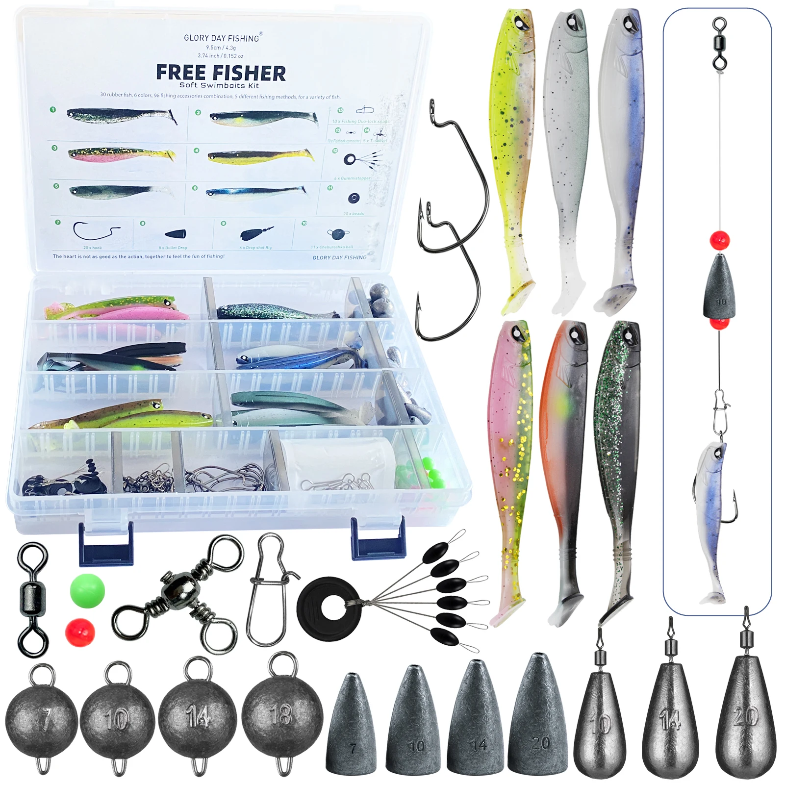Señuelos y accesorios del kit