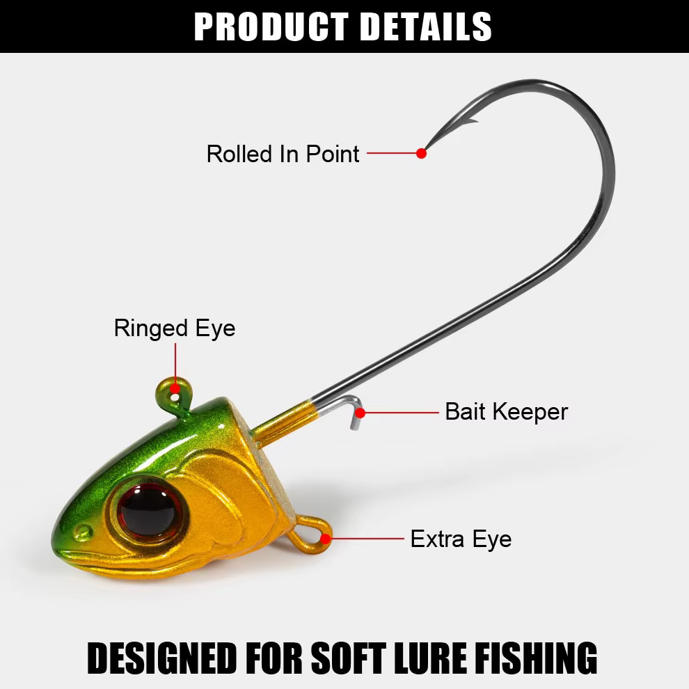 Spinpoler Jig Head Swimbait Wide Gap – Vástago Largo y Acero Alto Carbón
