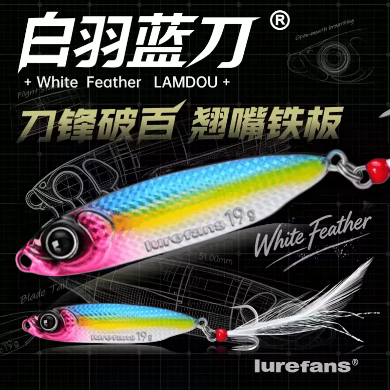 Placa Metálica Lurefans LAMDOU 12-19g – Lanzamiento Súper Largo con Pluma Blanca