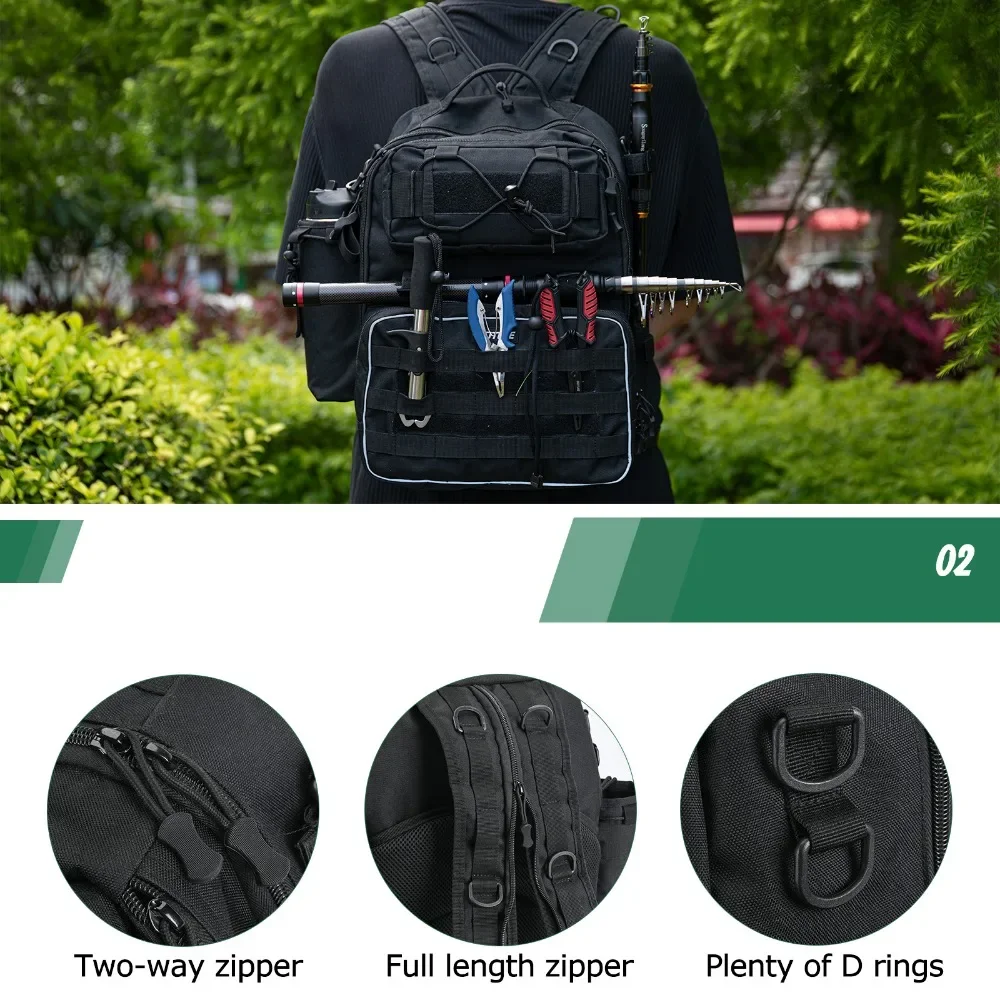 Mochila de pesca Goture impermeable gran capacidad – exterior - imagen 5