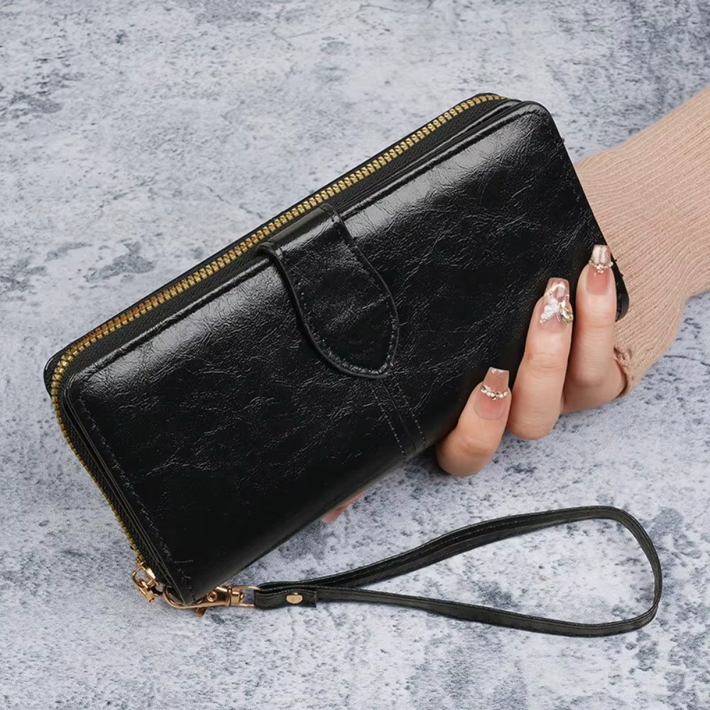 Cartera Larga de Cuero Encerado para Mujer – Gran Capacidad y Viaje - imagen 3