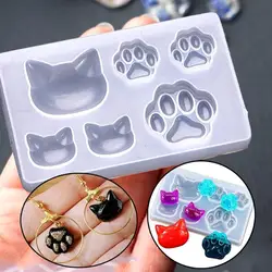 Molde en silicona para resina epoxi: garra y cara de gato llavero