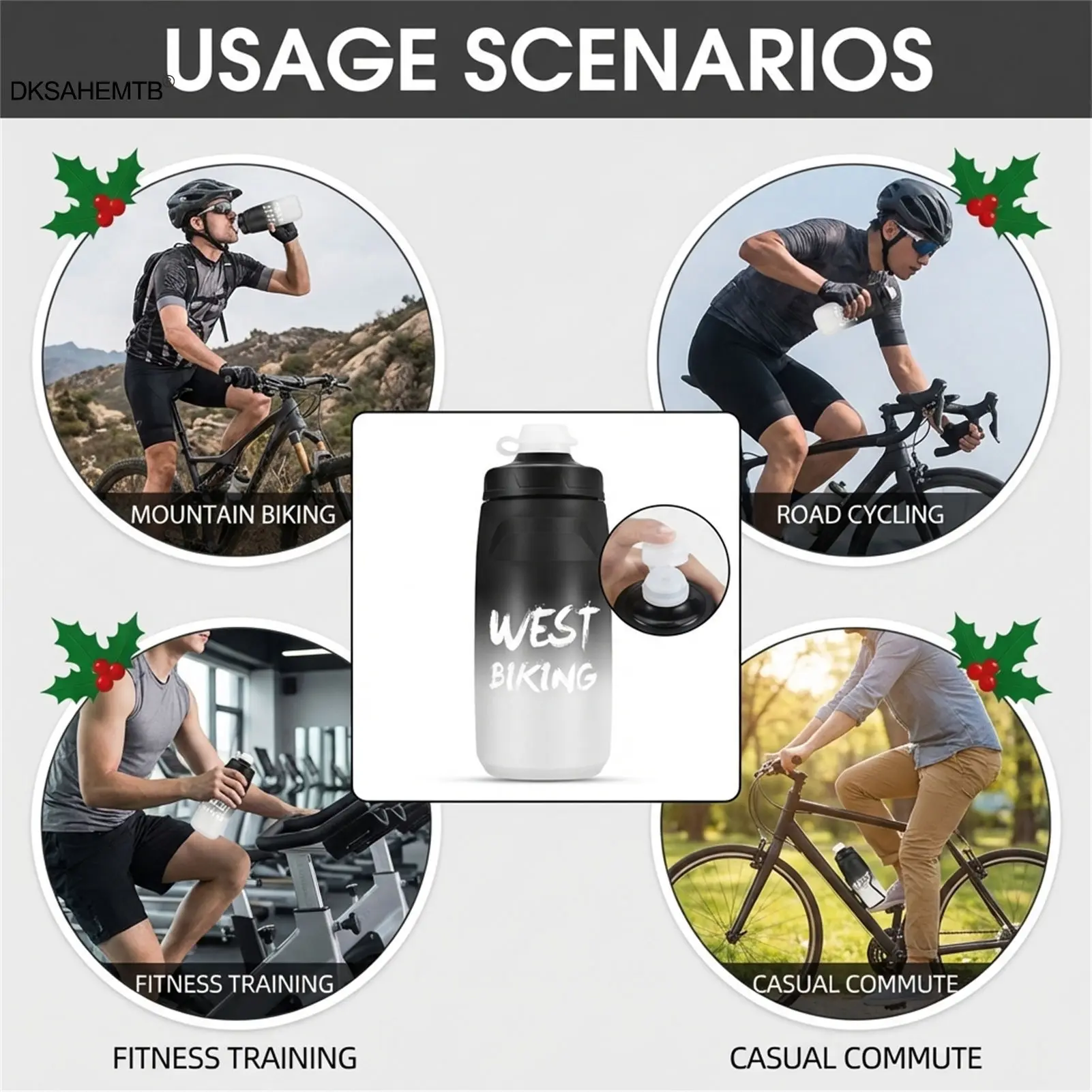 Botella de agua para bicicleta degradado con agarre ergonómico