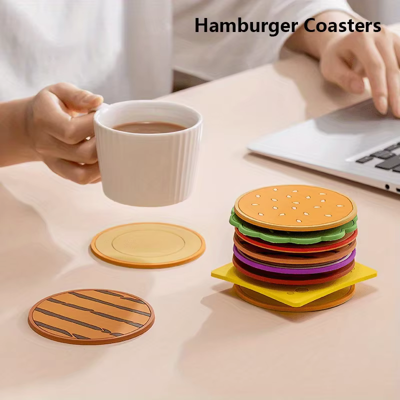 Posavasos silicona hamburguesa – Juego antideslizante para tazas - imagen 4