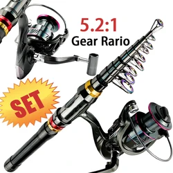 Caña telescópica de carbono para pesca 1,8–3,6 m – combo marino