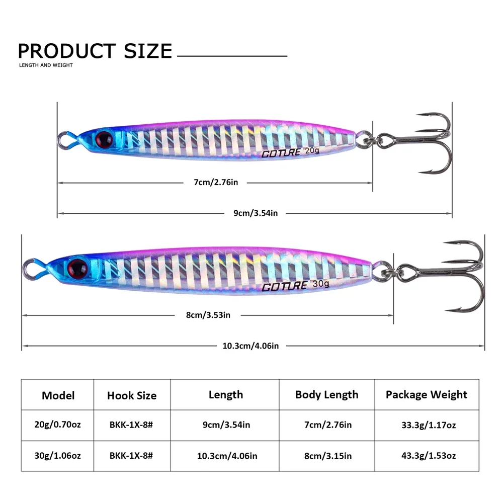 Goture señuelo jig de metal para lubina en mar, artificial