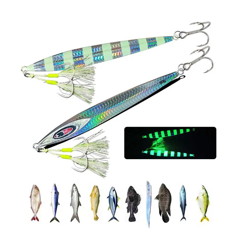 Jig metálico brillante para pesca vertical en mar