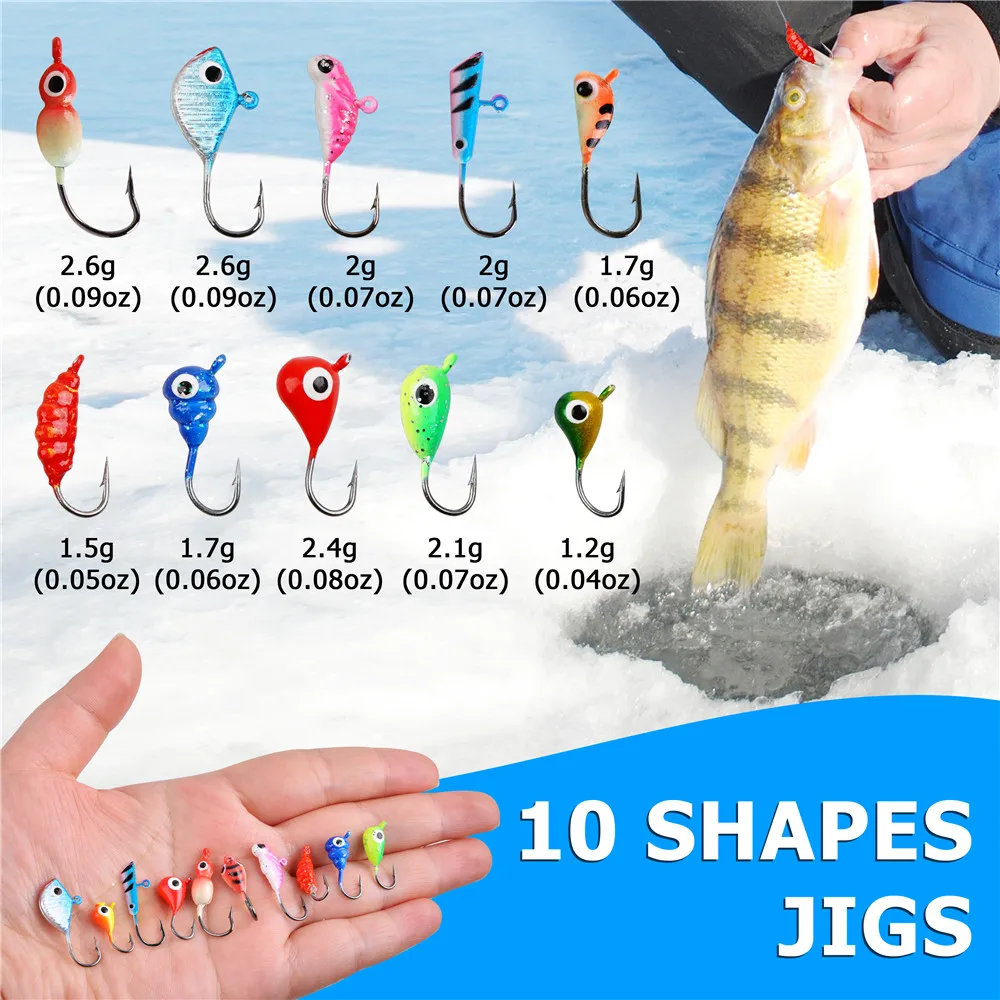 Caña de pesca telescópica para hielo con carrete y señuelos - imagen 3