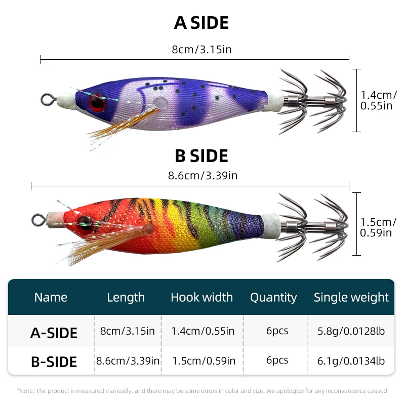 Señuelos de calamar luminosos doble cara en caja para pesca - imagen 4