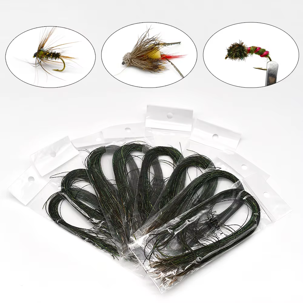 MNFT Alambre Plumas Pavo Real Verde Oliva para Mosca - imagen 4