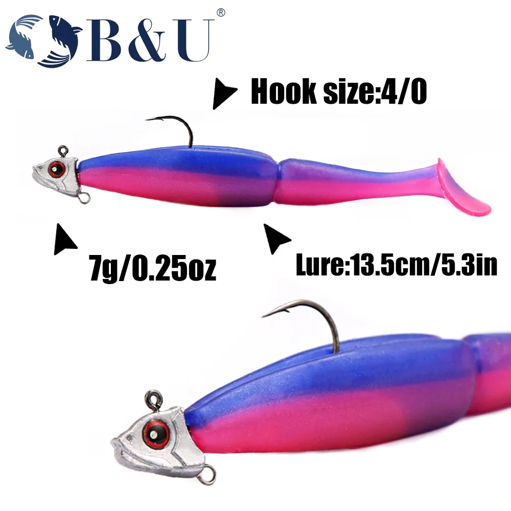 Jig Head B & U con ojos rojos para cebo vinilo