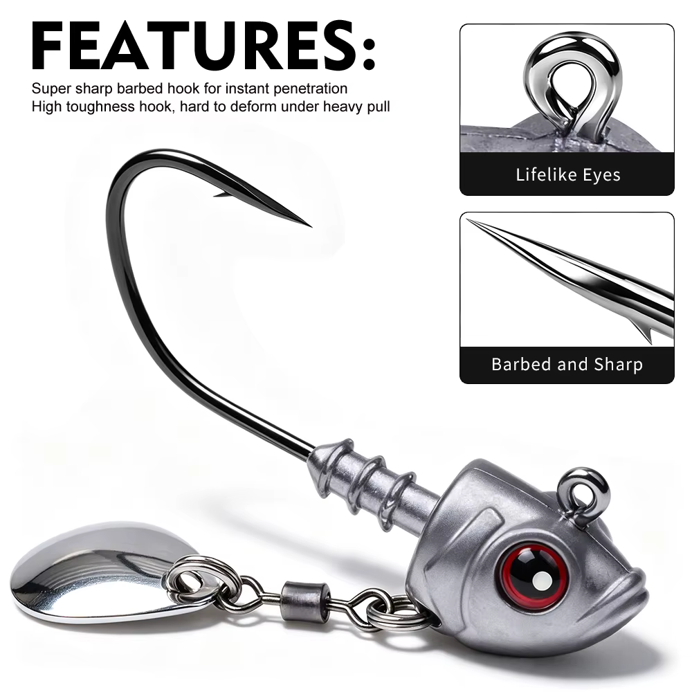 Anzuelos Jig Head PROBEROS con Cuchilla Giratoria para Lubina
