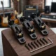 Puente de guitarra eléctrica de metal negro con tornillos y llave - imagen 2
