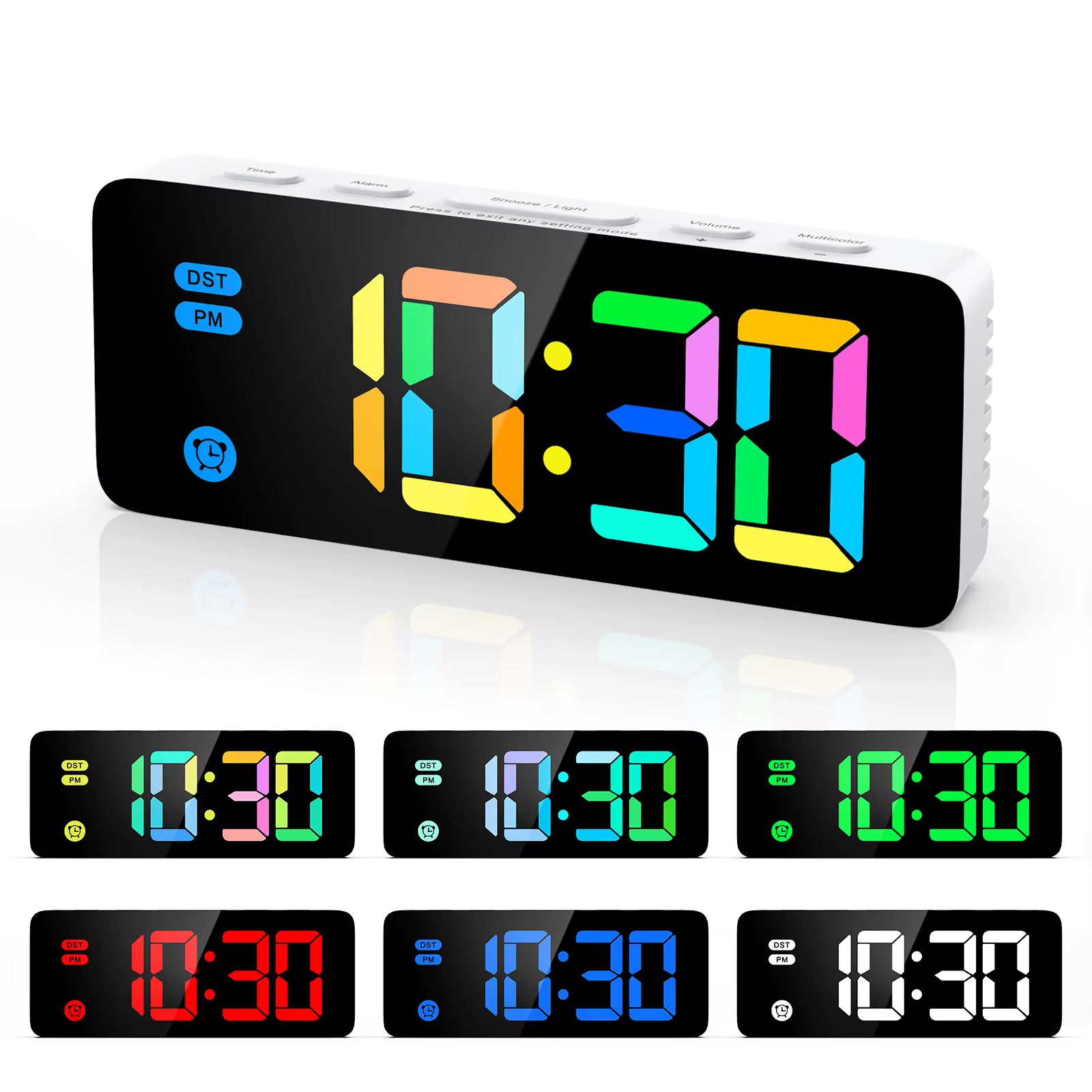 ORIA Reloj despertador RGB LED digital colorido 12/24H dormitorio - imagen 3