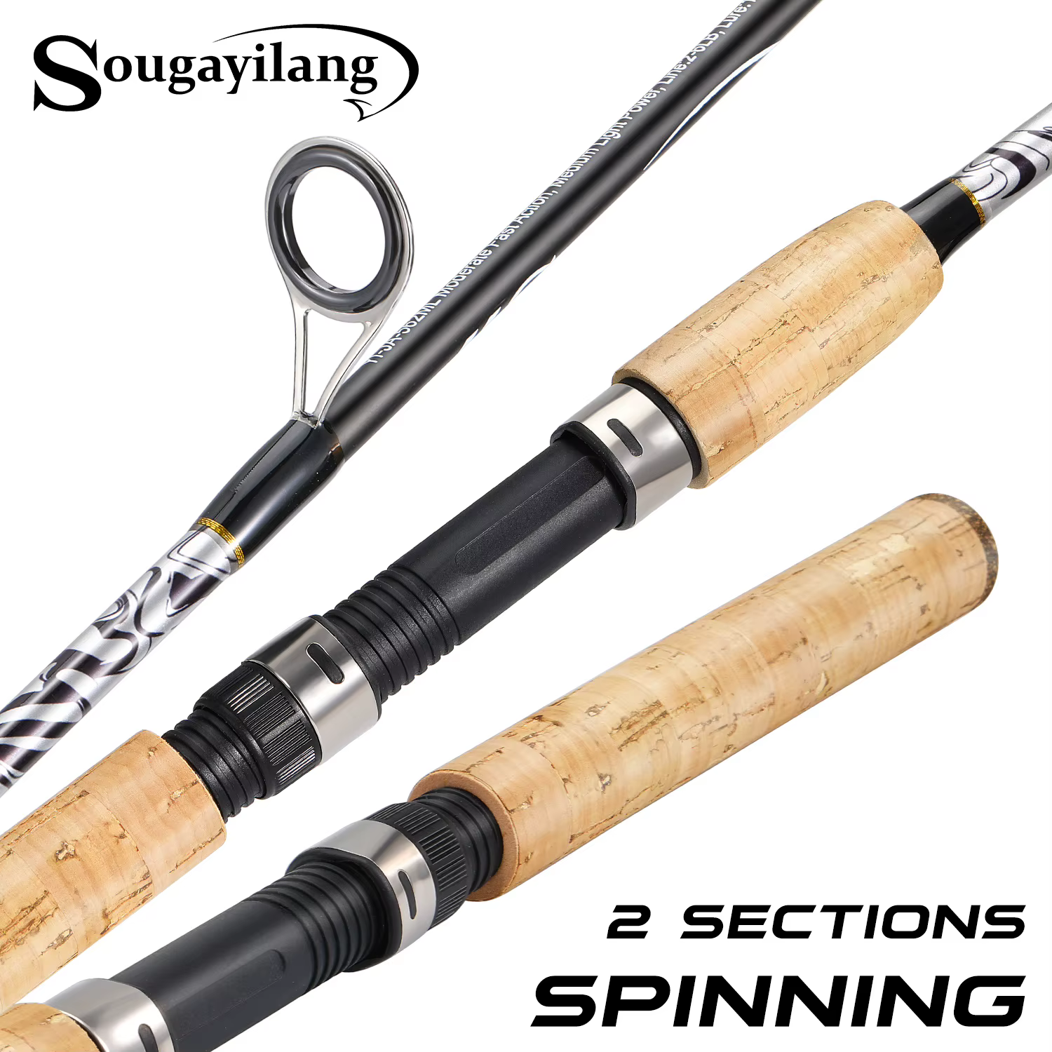 Caña spinning extensible Sougayilang fibra vidrio 2,25m corcho